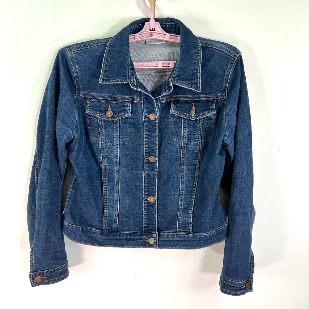 NY & Co.  Womens Denim Blue Jean Jacket Button Front Size M